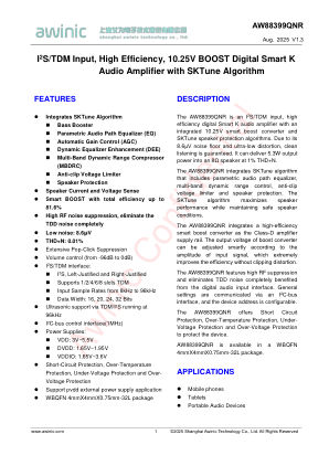 AW88399 datasheet cover page