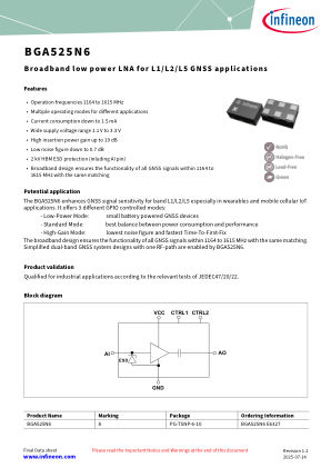 BGA525N6 datasheet cover page