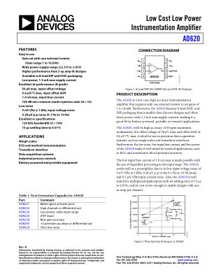 AD620 datasheet cover page
