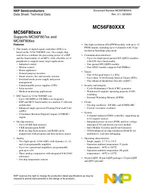 MC56F80XXX datasheet cover page