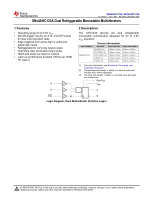 SN74AHC123A 数据手册首页