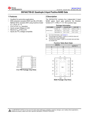 SN74ACT00-Q1 数据手册首页