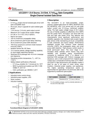 UCC23511 datasheet cover page