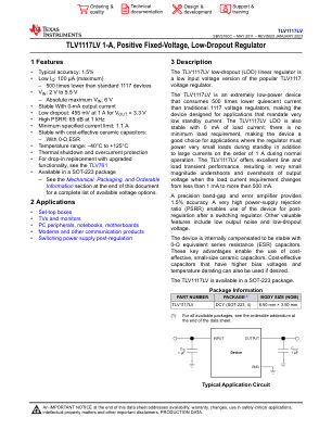 TLV1117LV datasheet cover page
