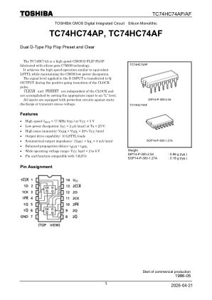 TC74HC74AP datasheet cover page
