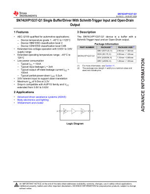 SN74UVP1G37-Q1 数据手册首页