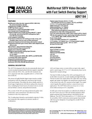 ADV7184 数据手册首页