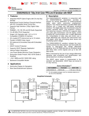 DS90UH925Q-Q1 数据手册首页