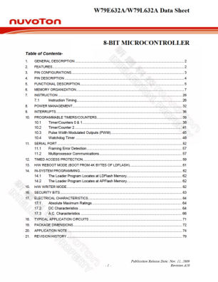 W79L632A datasheet cover page
