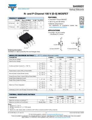 SI4590DY 数据手册首页