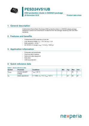 PESD24VS1UB datasheet cover page