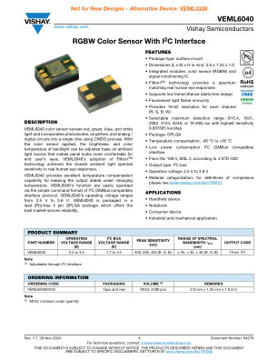 VEML6040 datasheet cover page