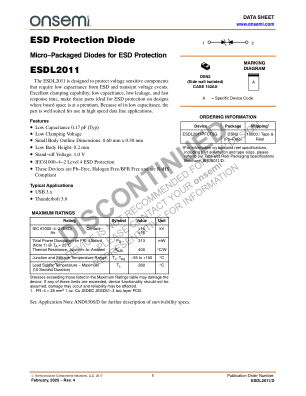ESDL2011 数据手册首页