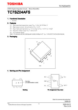 TC7SZ04AFS datasheet cover page