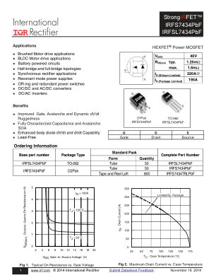 IRFS7434 datasheet cover page