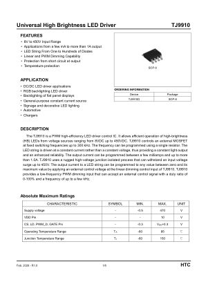 TJ9910 数据手册首页