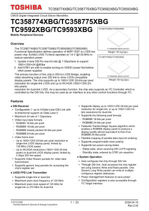 TC358774XBG datasheet cover page