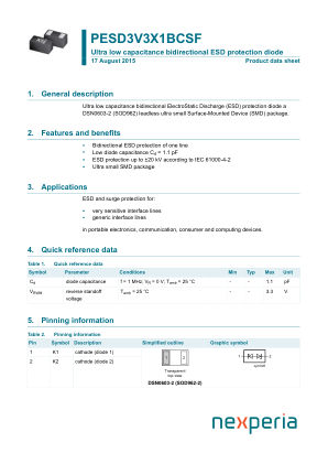 PESD3V3X1BCSFYL datasheet cover page