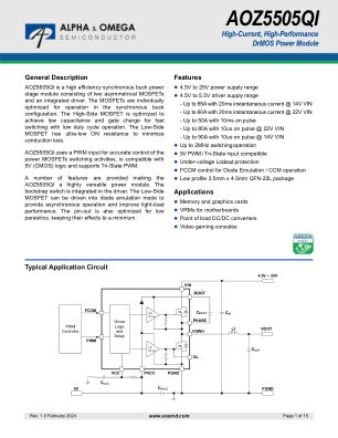 AOZ5505QI 数据手册首页