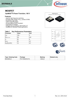 BSZ0804LS datasheet cover page