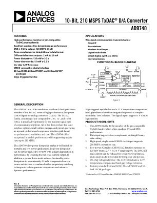 AD9740 datasheet cover page