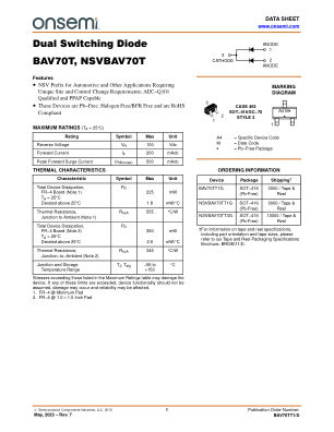 BAV70TT1 datasheet cover page