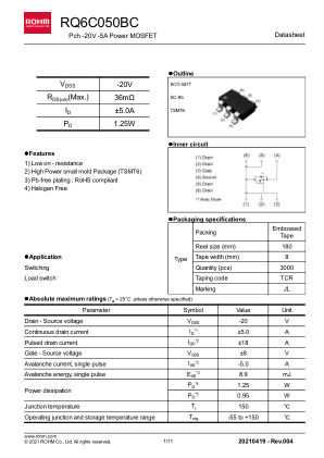RQ6C050BC 数据手册首页