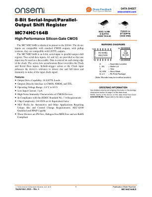 MC74HC164B 数据手册首页