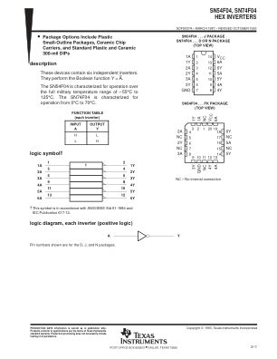 SN74F04 datasheet cover page