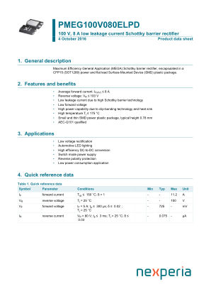 PMEG100V080ELPDZ datasheet cover page