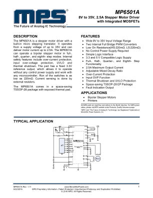MP6501A datasheet cover page