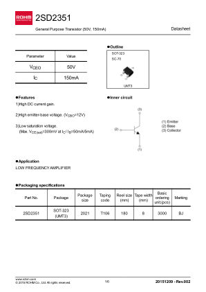 2SD2351 datasheet cover page
