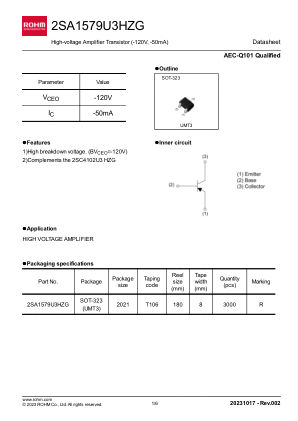 2SA1579U3HZGT106R datasheet cover page