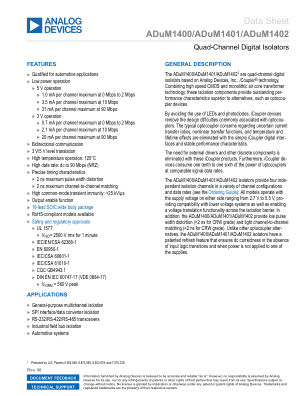 ADUM1400 datasheet cover page