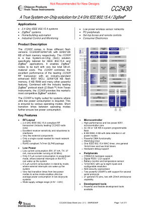 CC2430 datasheet cover page