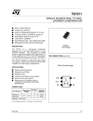 TS7211 datasheet cover page