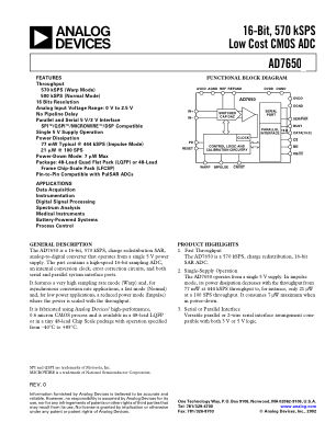 AD7650 数据手册首页
