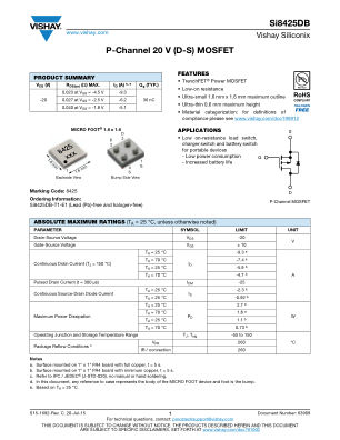 SI8425DB 数据手册首页