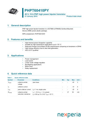 PHPT60410PYX datasheet cover page