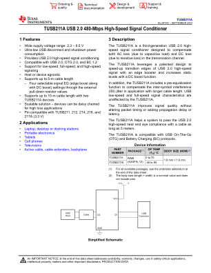 TUSB211A datasheet cover page