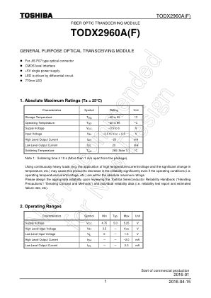 TODX2960A datasheet cover page