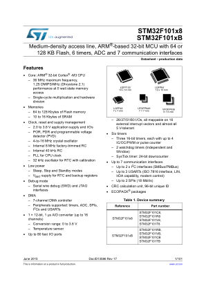 STM32F101R8 datasheet cover page