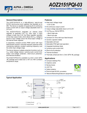 AOZ2151PQI-03 datasheet cover page