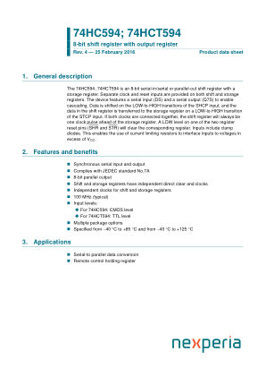 74HC594D datasheet cover page