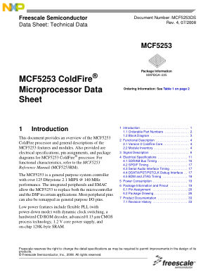 MCF5253 数据手册首页