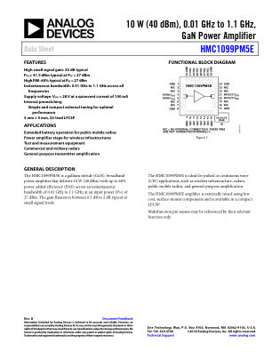HMC1099PM5E datasheet cover page