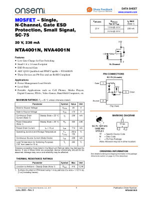 NTA4001N datasheet cover page