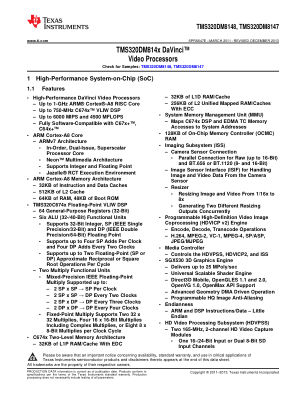 TMS320DM8148 datasheet cover page