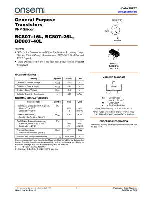 BC807-16LT1 数据手册首页
