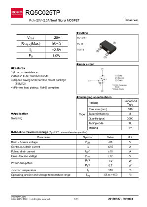 RQ5C025TP 数据手册首页